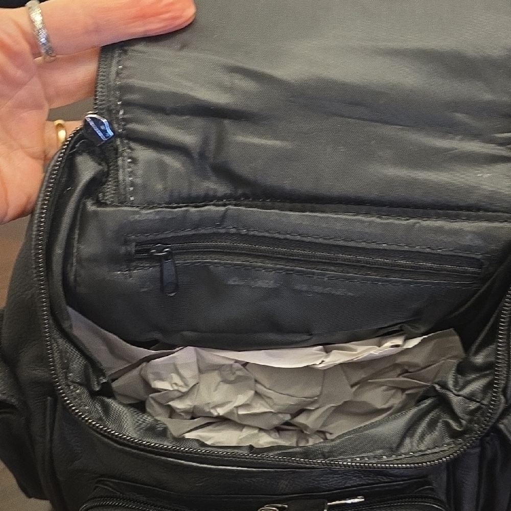 Black Leather Backpack-new - Picture 3 of 3